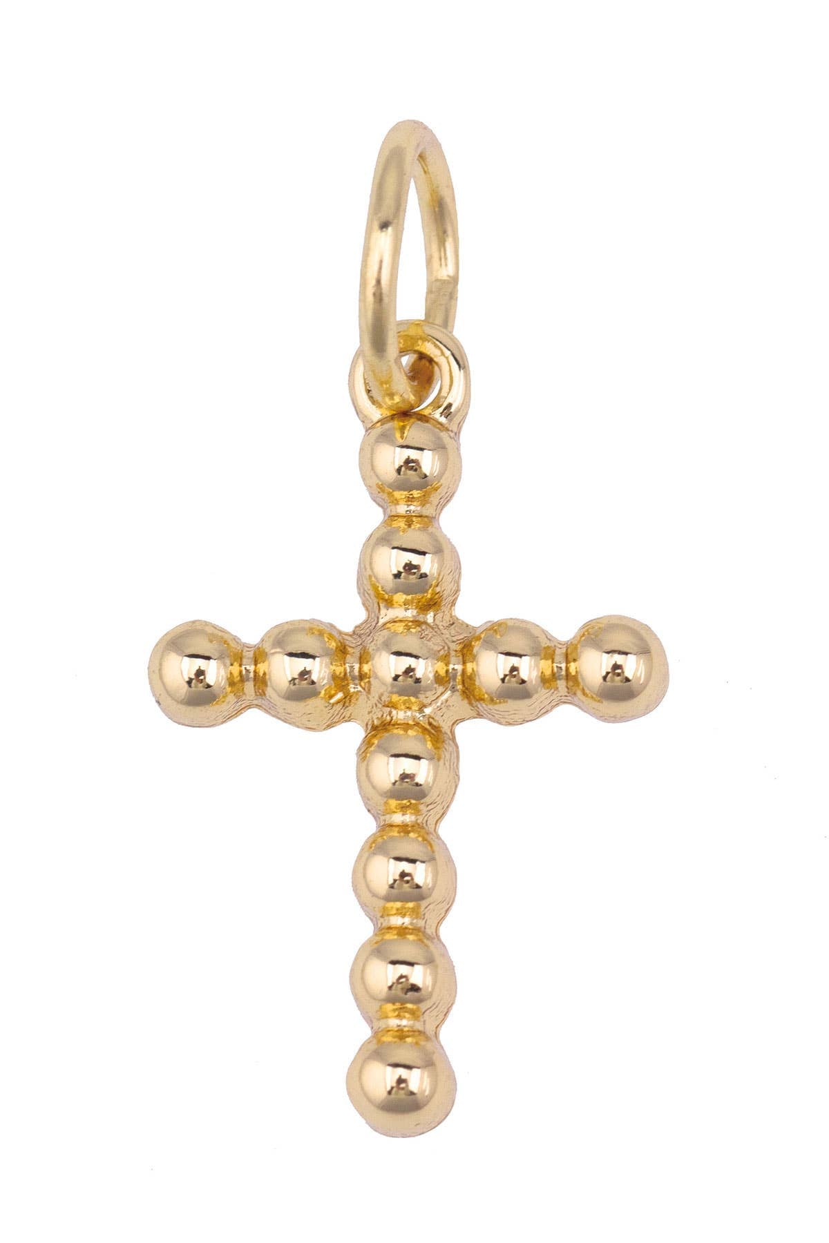 Beaded Cross Charm in Shiny Gold