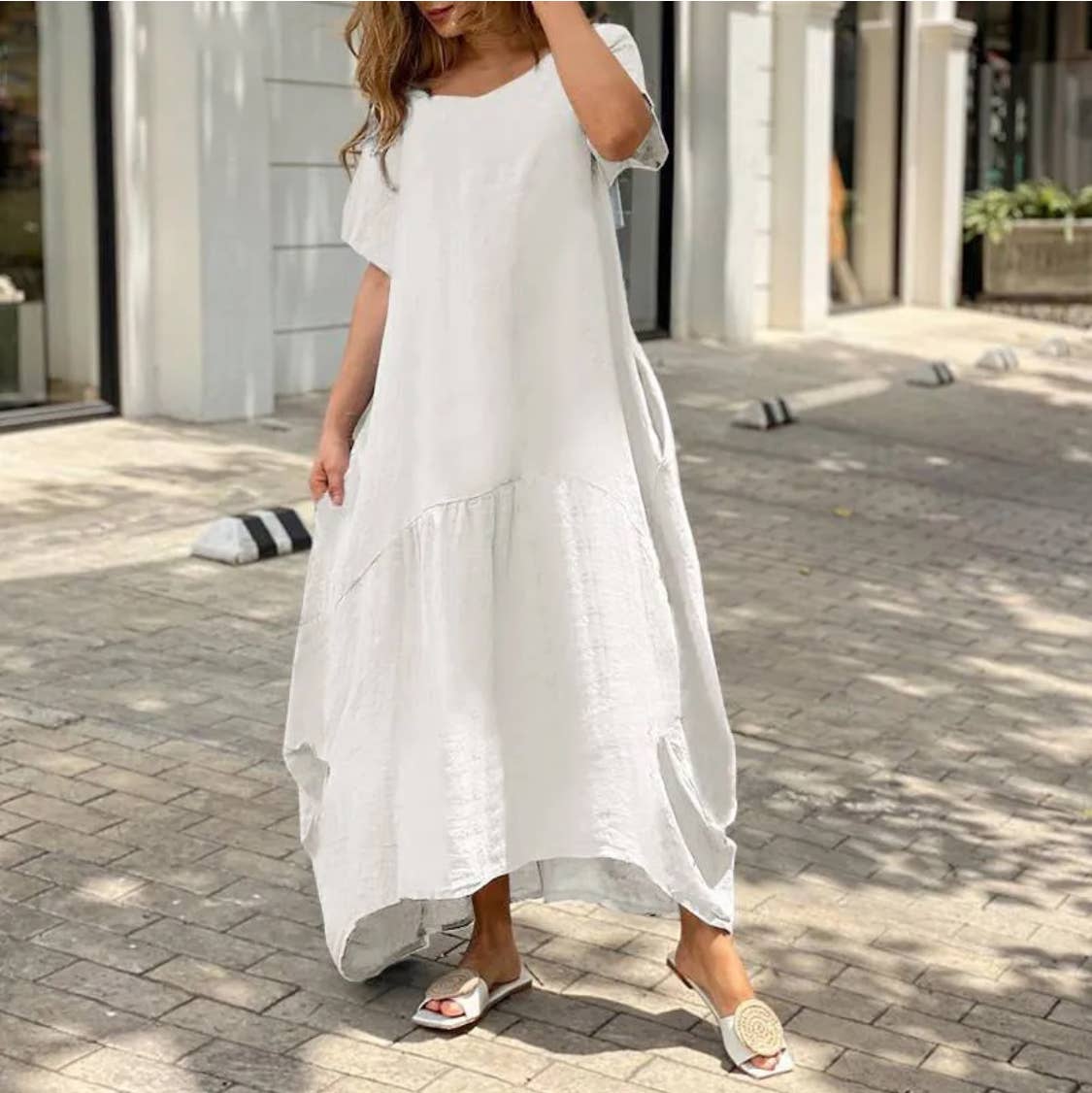 Loose Maxi Dress: White