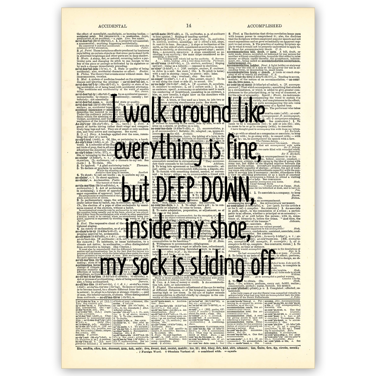 Art Print Dictionary Page | Vintage | I Walk Around Like