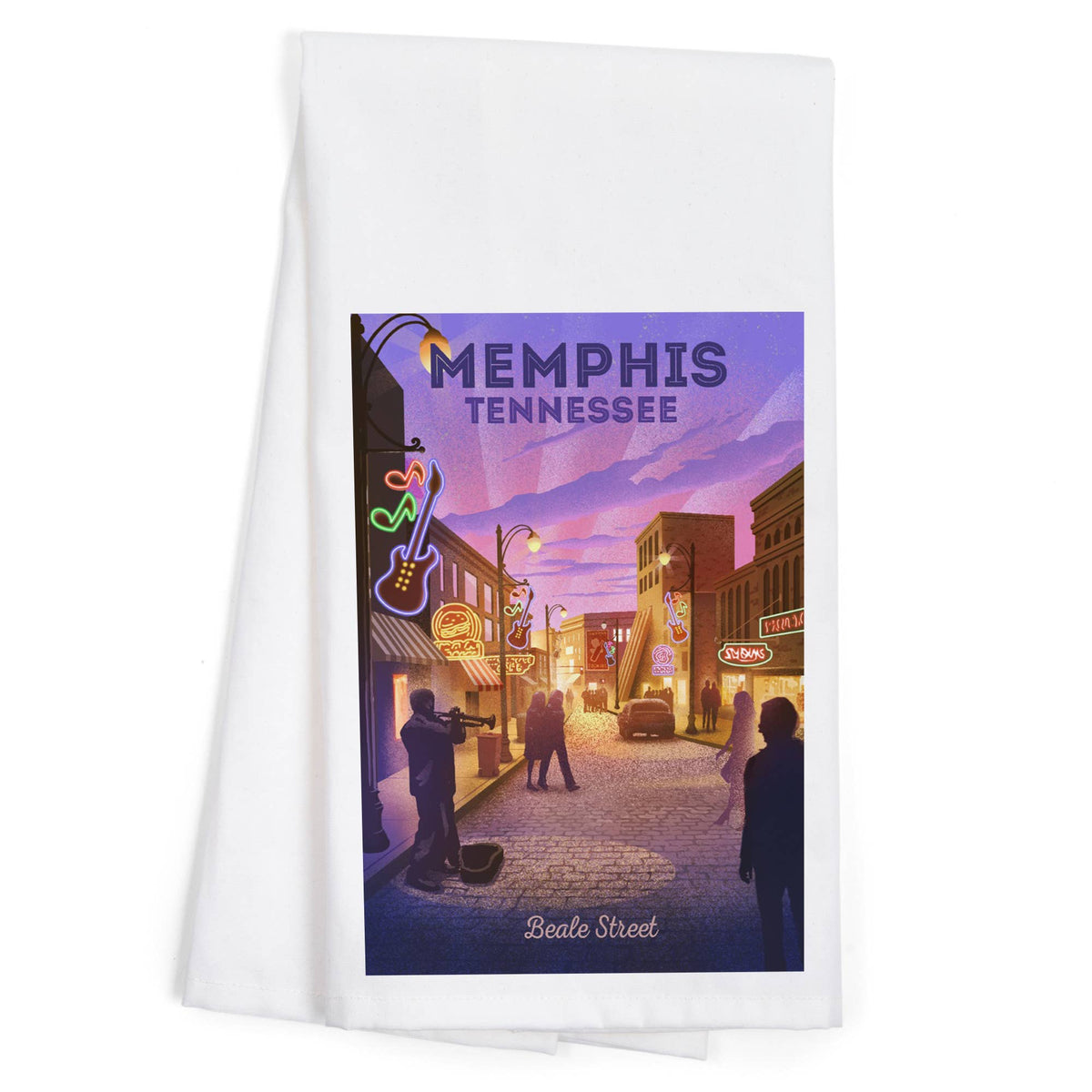 ORGANIC TEA TOWEL Beale St. Memphis, Tennessee, Lithograph