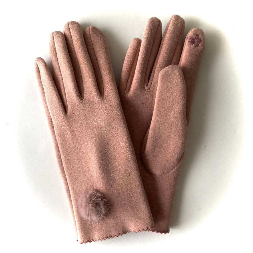 Elegant Pink Touchscreen Winter Gloves