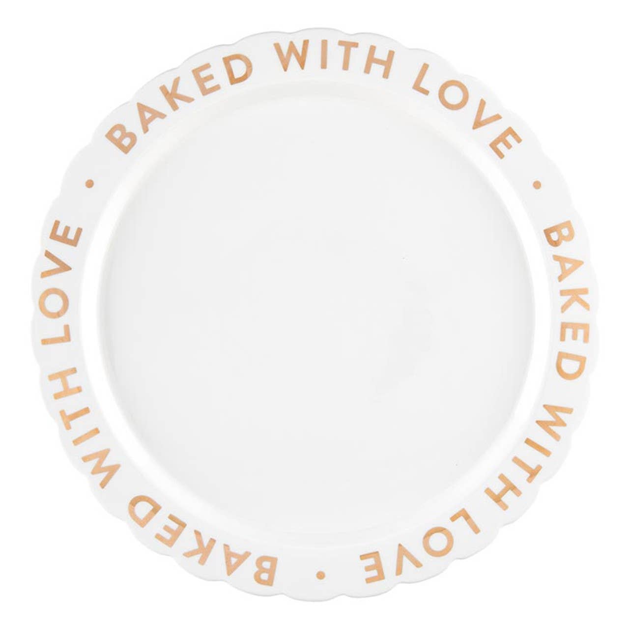 Ceramic Gold Foil Cake Plate - Baked With Love: Hand Wash Only / Ceramic