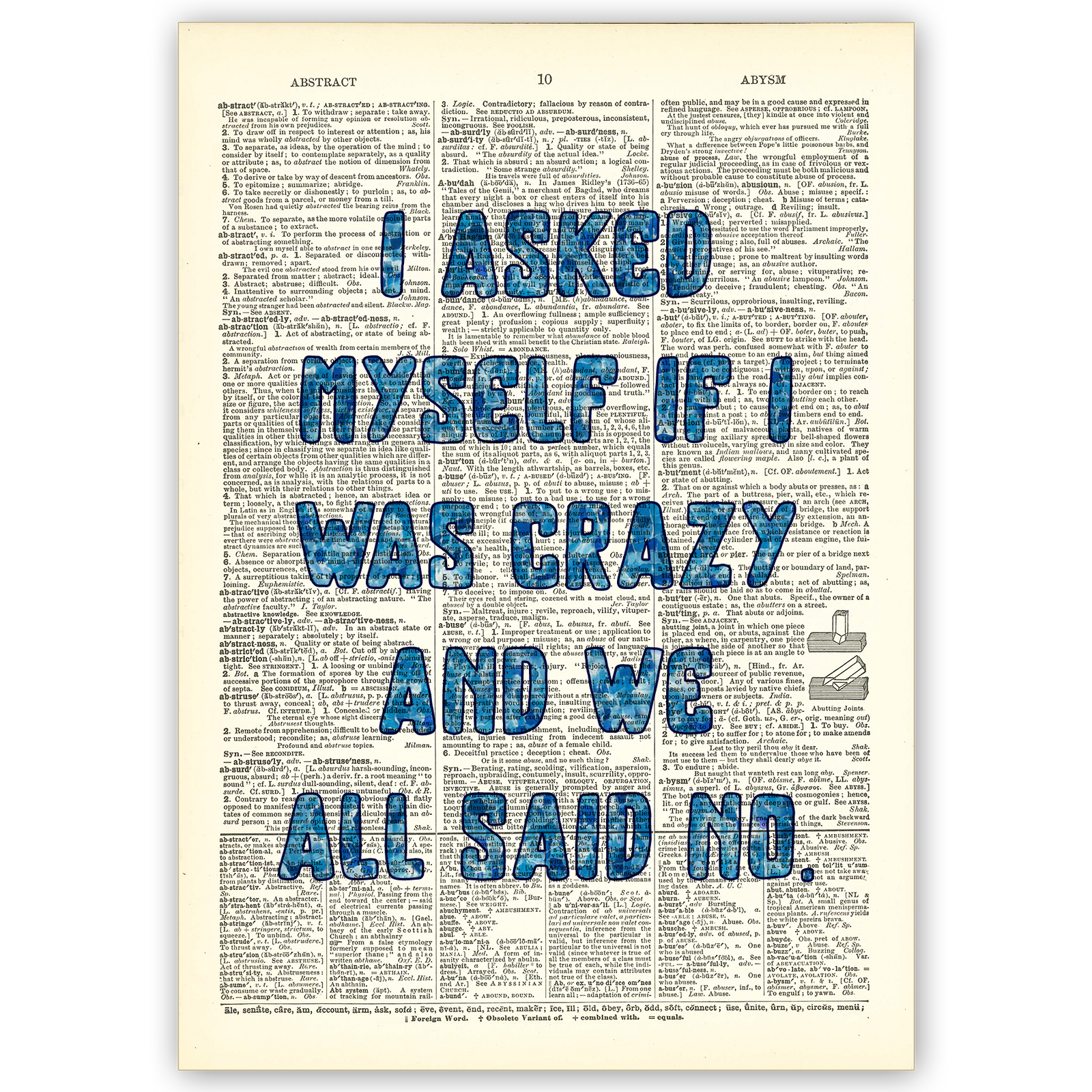 Art Print Dictionary Page | Vintage | I Asked Myself If