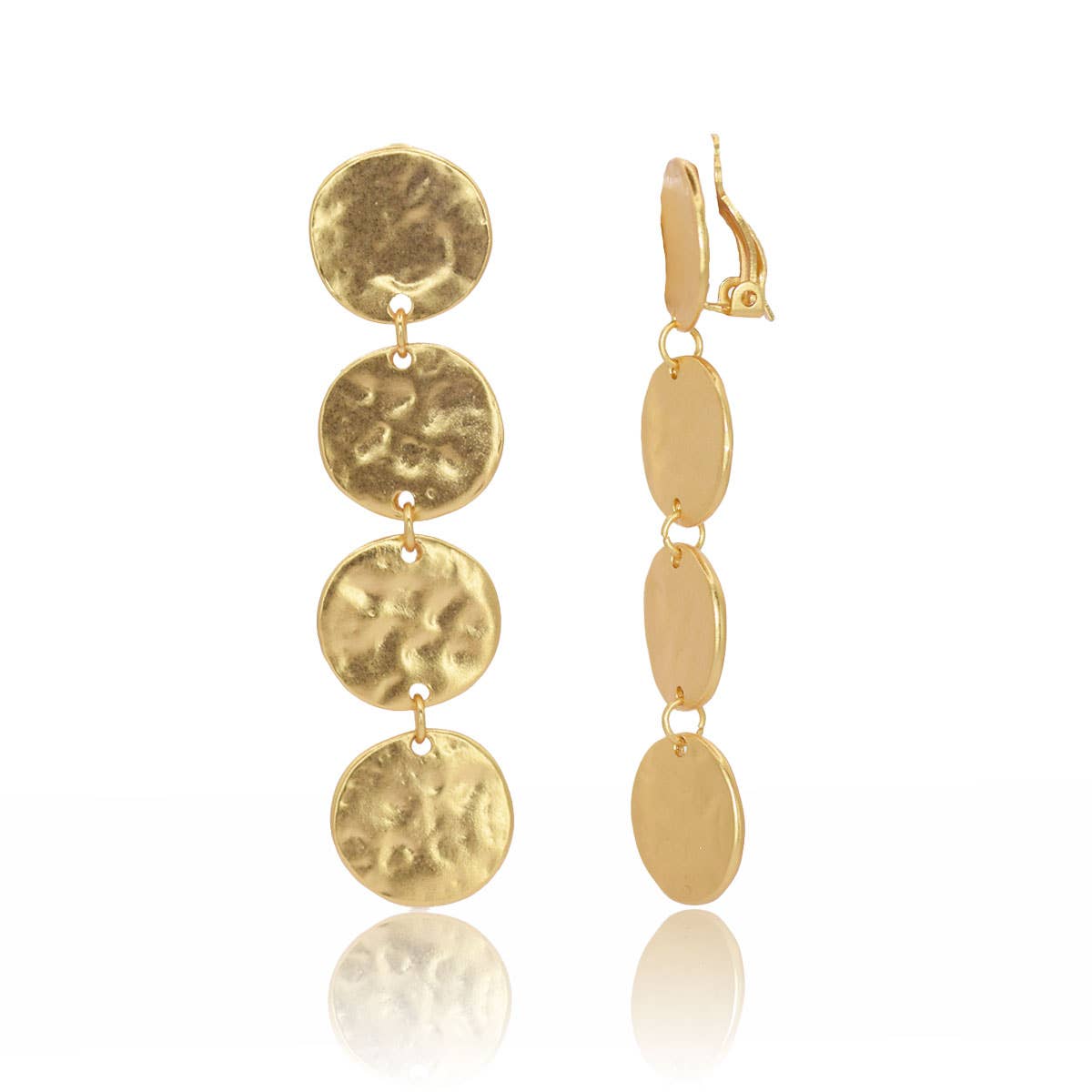 Coins drop clip-on Earrings