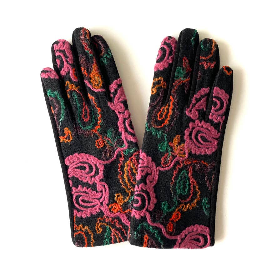 Colorful Paisley Knit Gloves