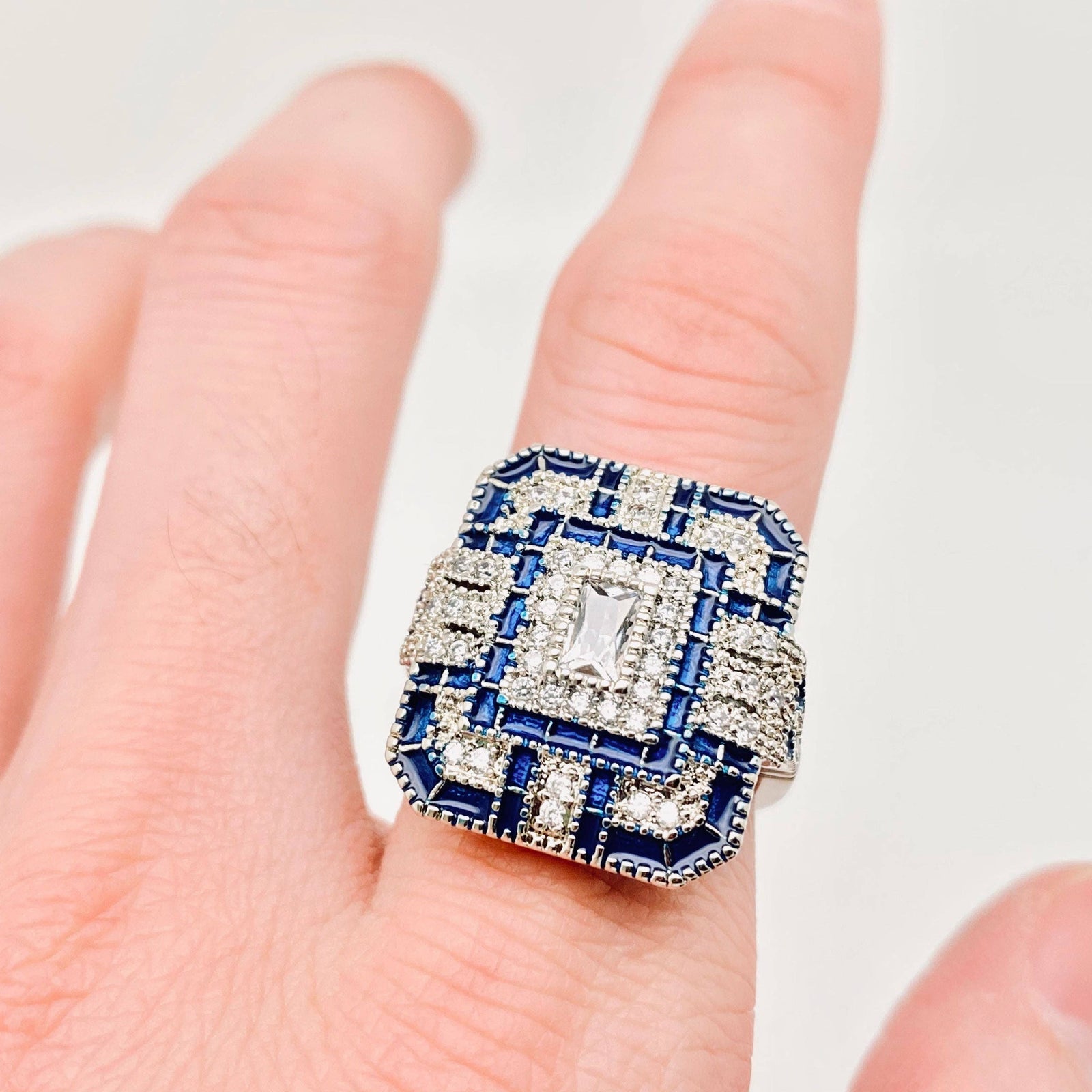 Square Cubic Zirconia Bicolored Ring