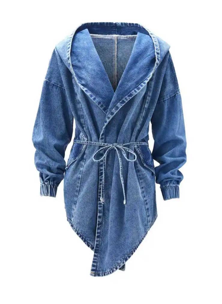 Hooded Wrap Jean Jacket ~ 1 Dk Wash