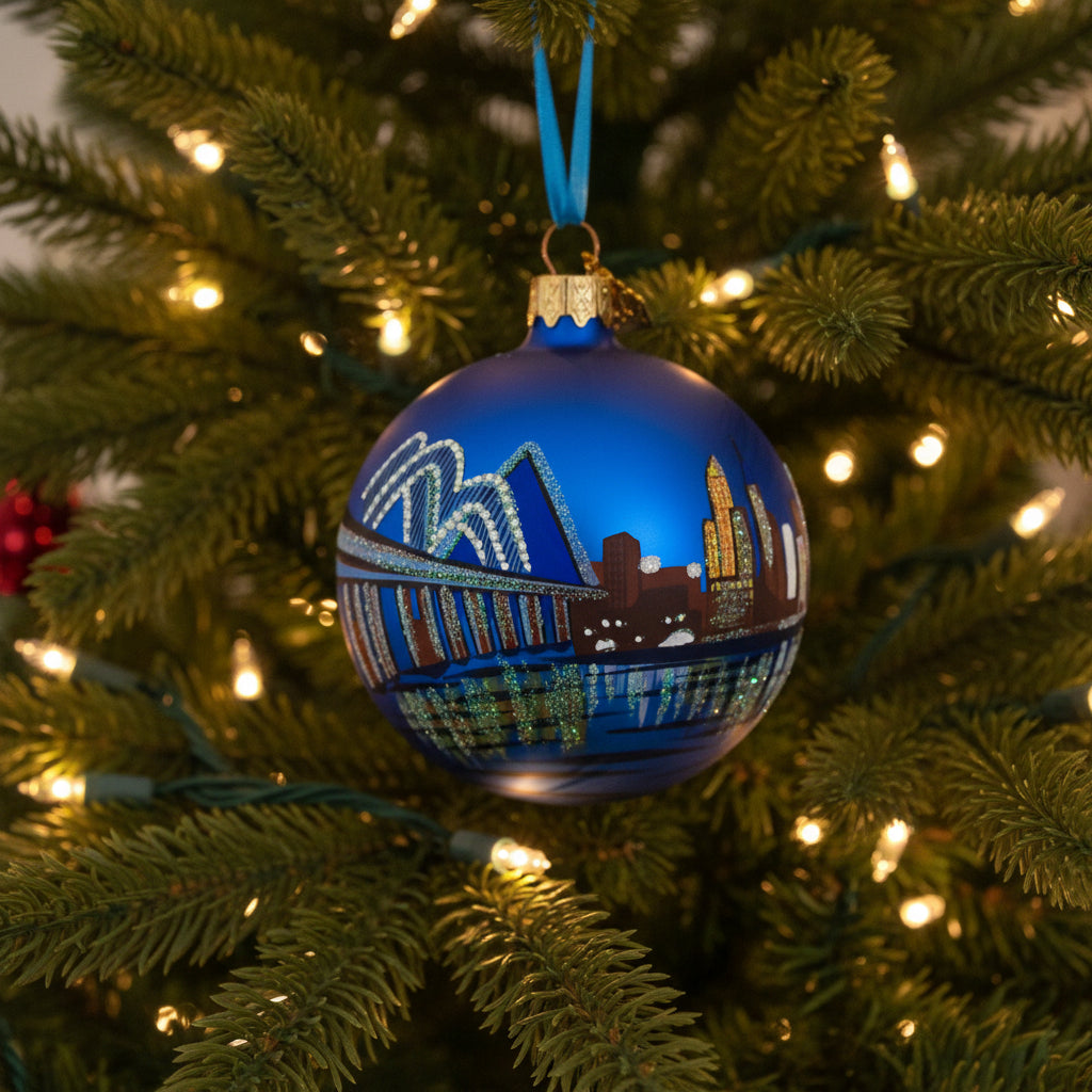 Memphis at Night, Tennessee Glass Ornament