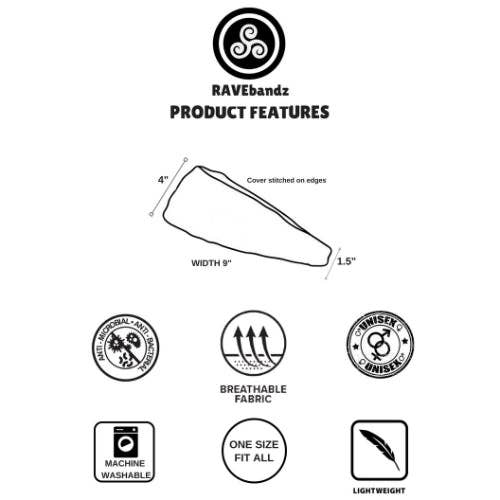 RAVEbandz The Pro - Wide Stretch Headband (Solid Black)
