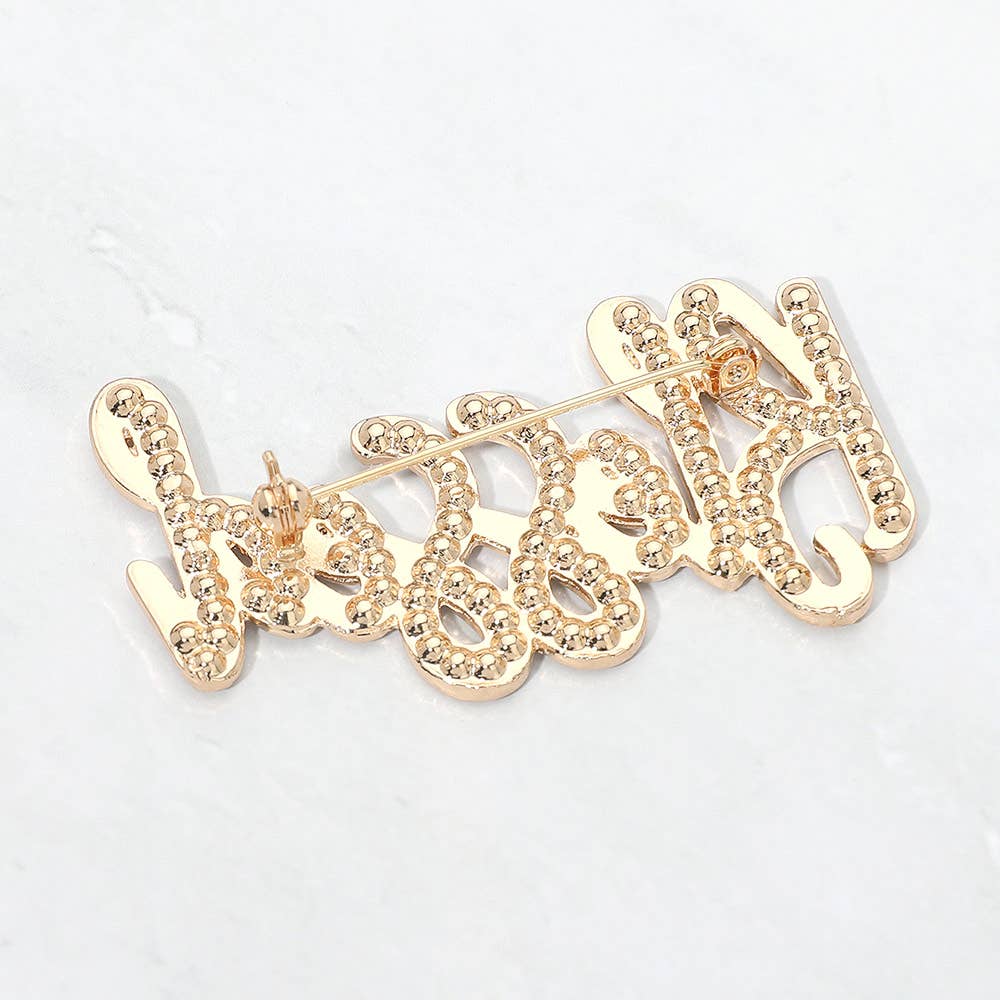 Rhinestone Pave BLESSED Pin Brooch