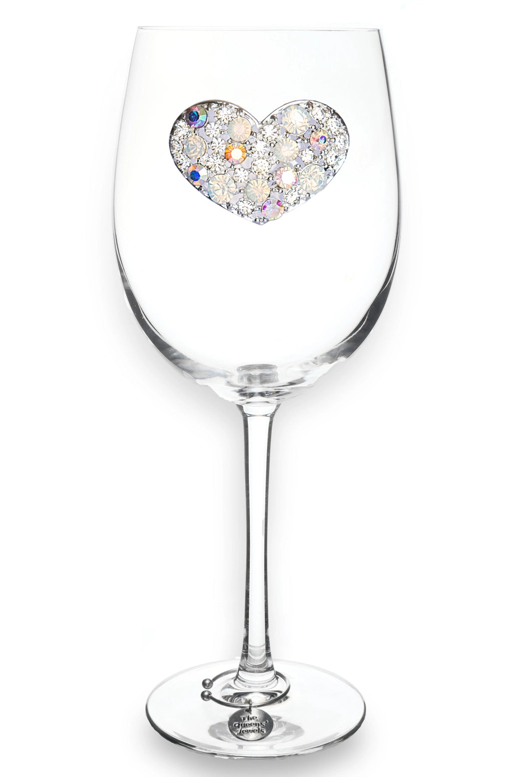 Multi Stone Heart - Jeweled Stemmed Wine Glass