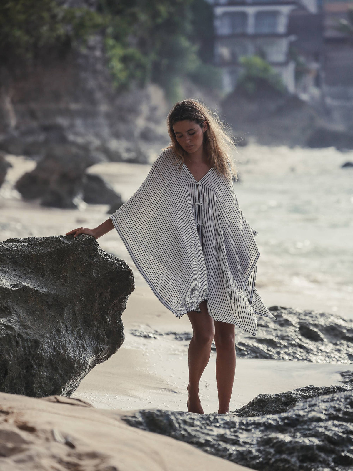 Ava Kimono - Black Stripes | 100% Turkish Cotton 100% Turkis: One Size / Black Stripes