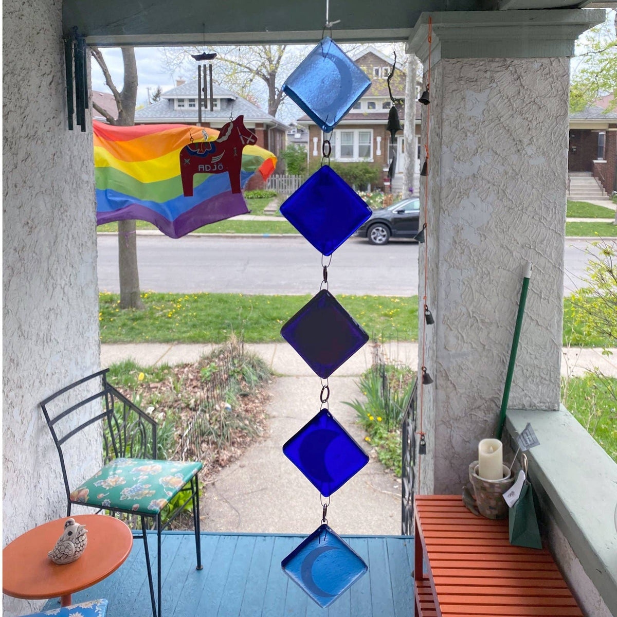 Moon Phases 5-piece Fused Glass Sun Catcher, Handmade
