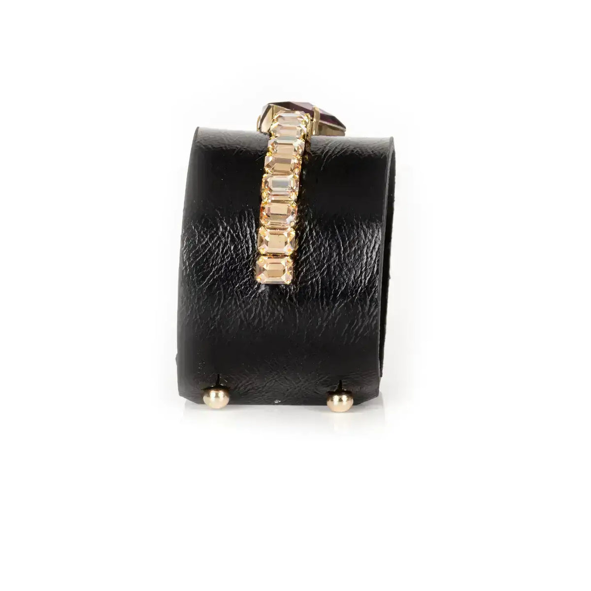 Midnight Empress Crystal Leather Cuff