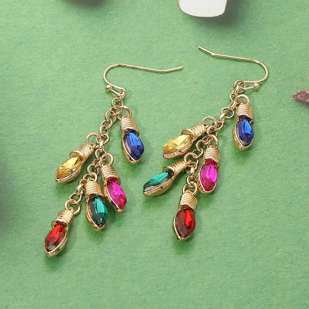 Christmas Light Bulb Chain Drop Earrings