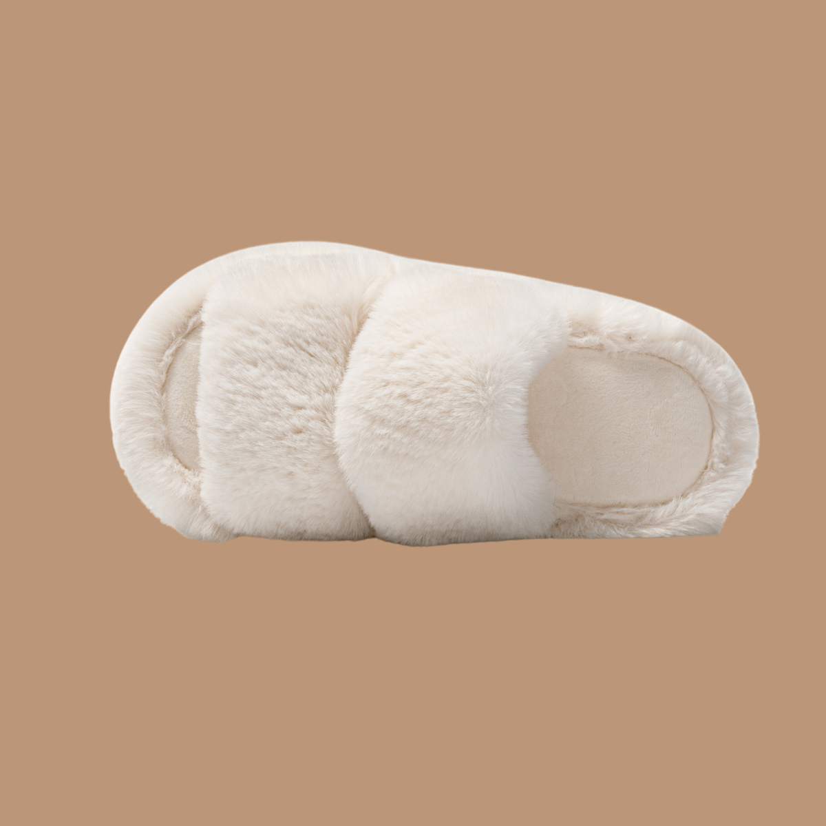 Fuzzy Double Cross Slippers for Women's Cozy House Shoes: Beige