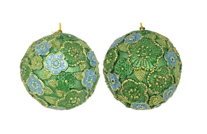 3" Beaded Petals Ball Ornament: Champagne Rose