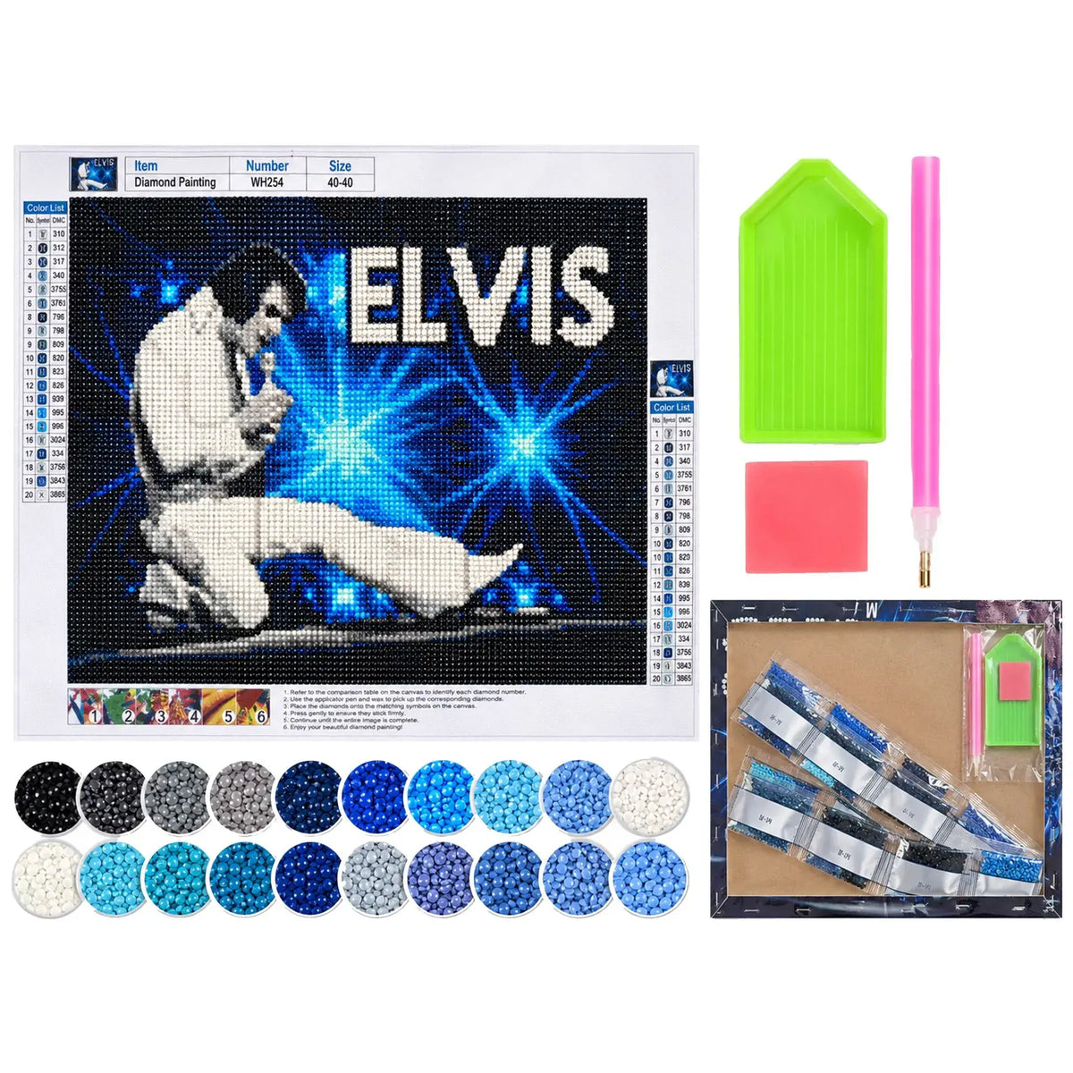Elvis Diamond Painting Kit - Blue on Stage