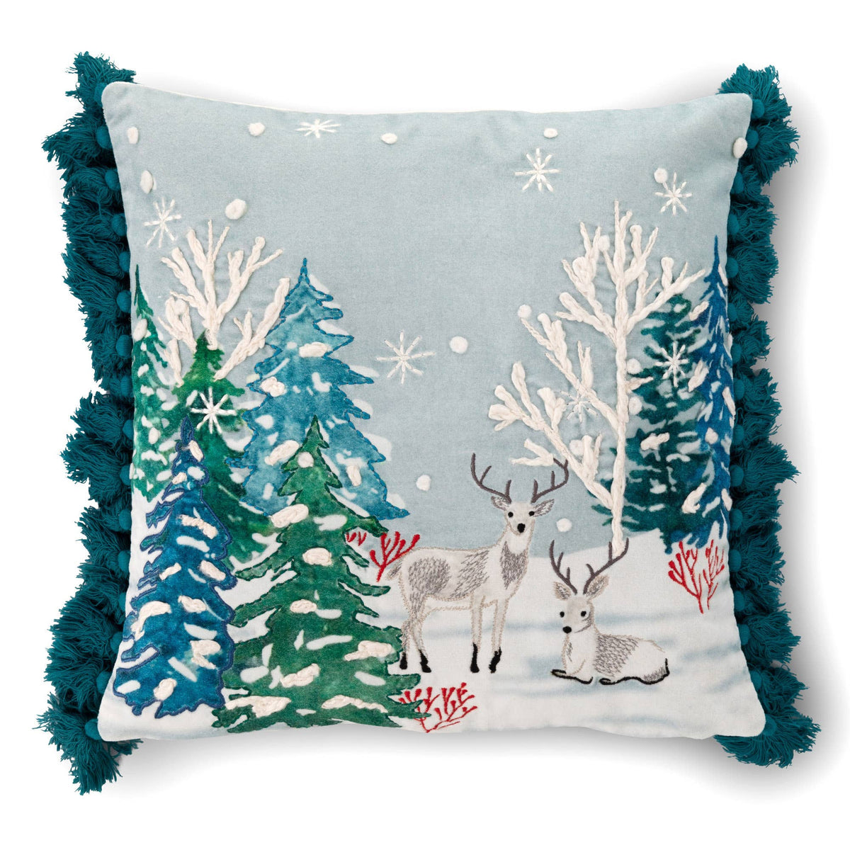 Alpine Forest Pillow with Tassels