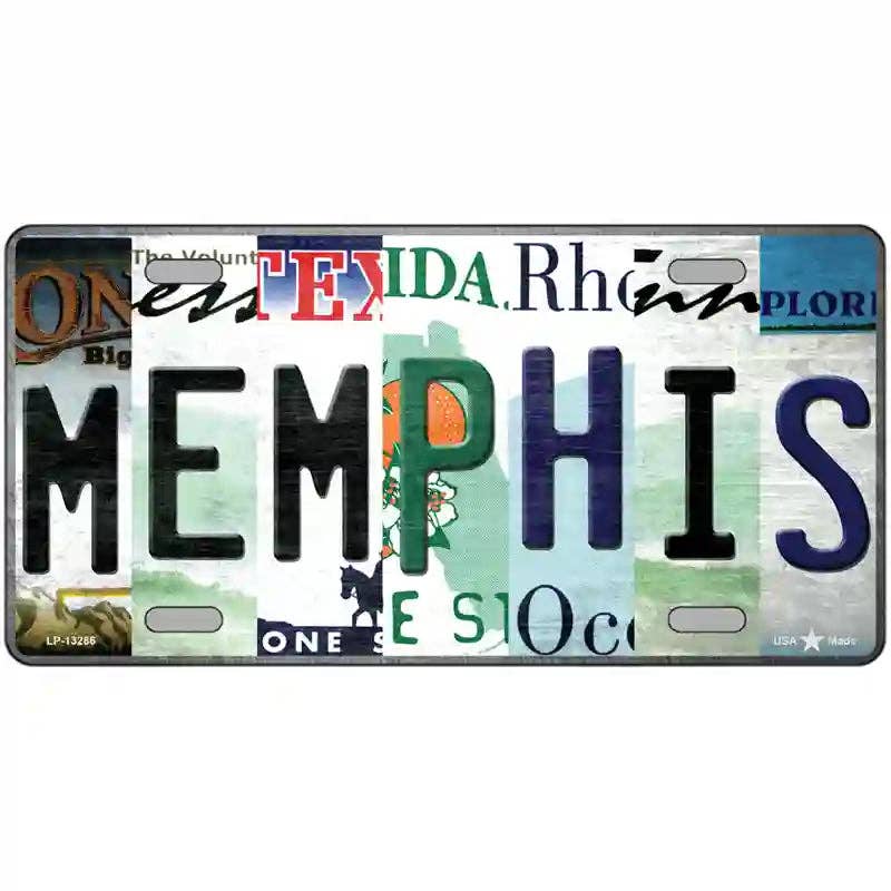 Memphis Strip Art Novelty Metal License Plate Tag