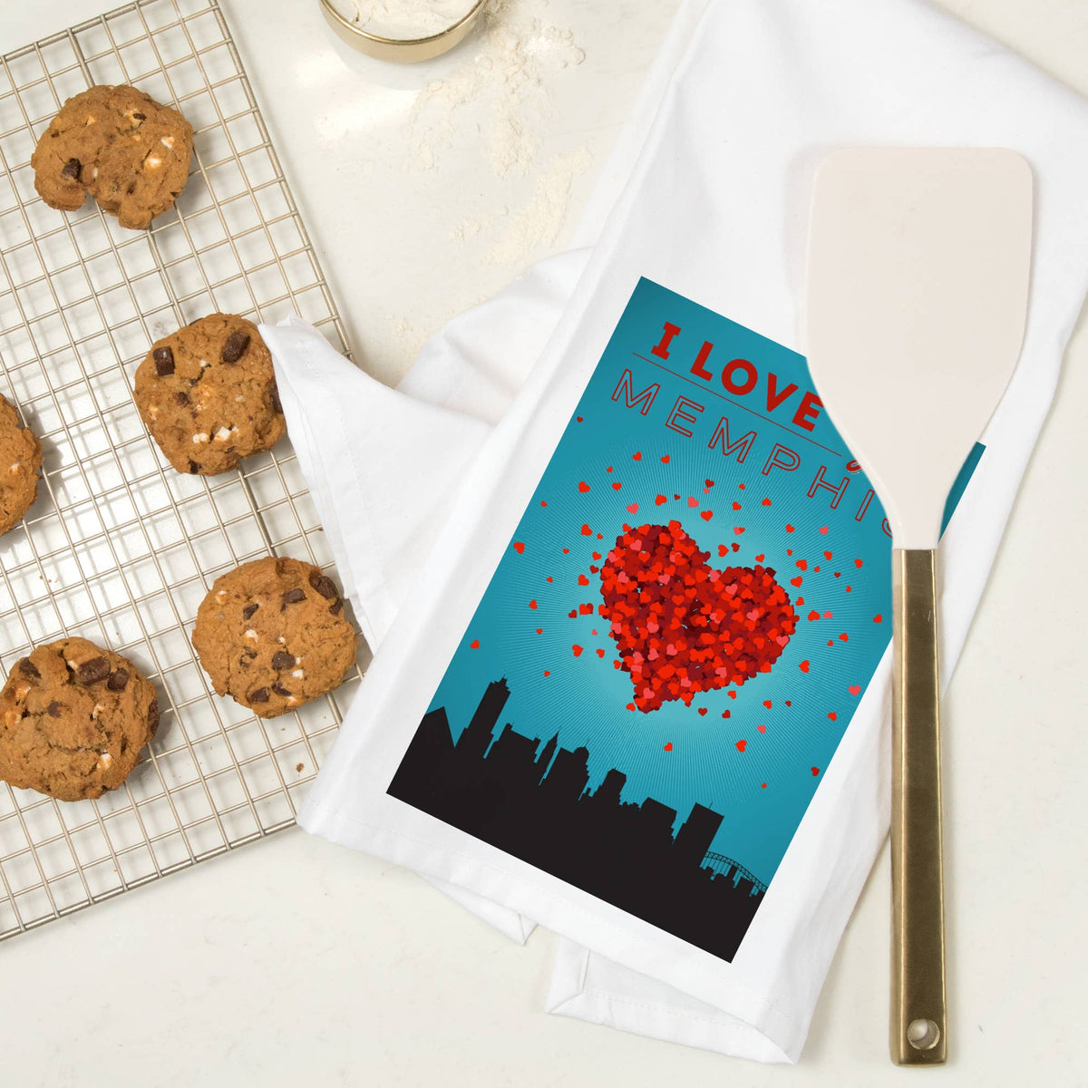 ORGANIC TEA TOWEL I Love You Memphis, Tennessee