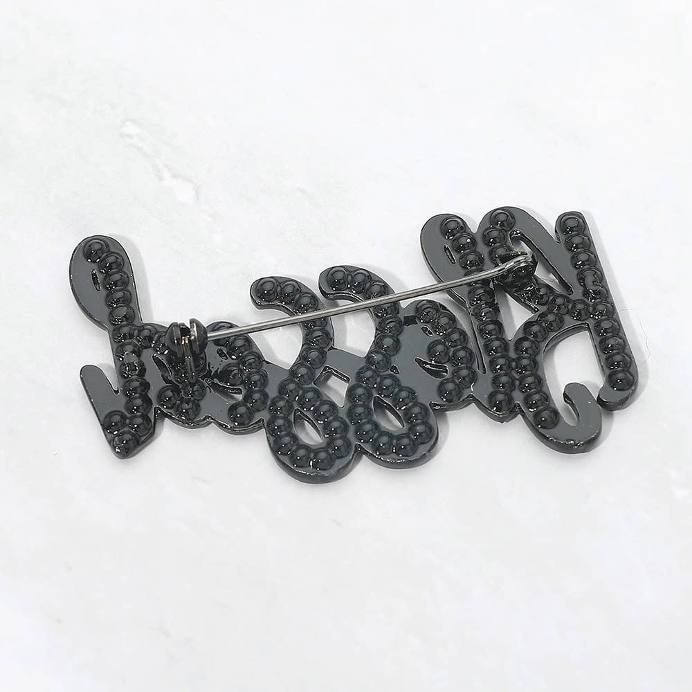 Rhinestone Pave BLESSED Pin Brooch