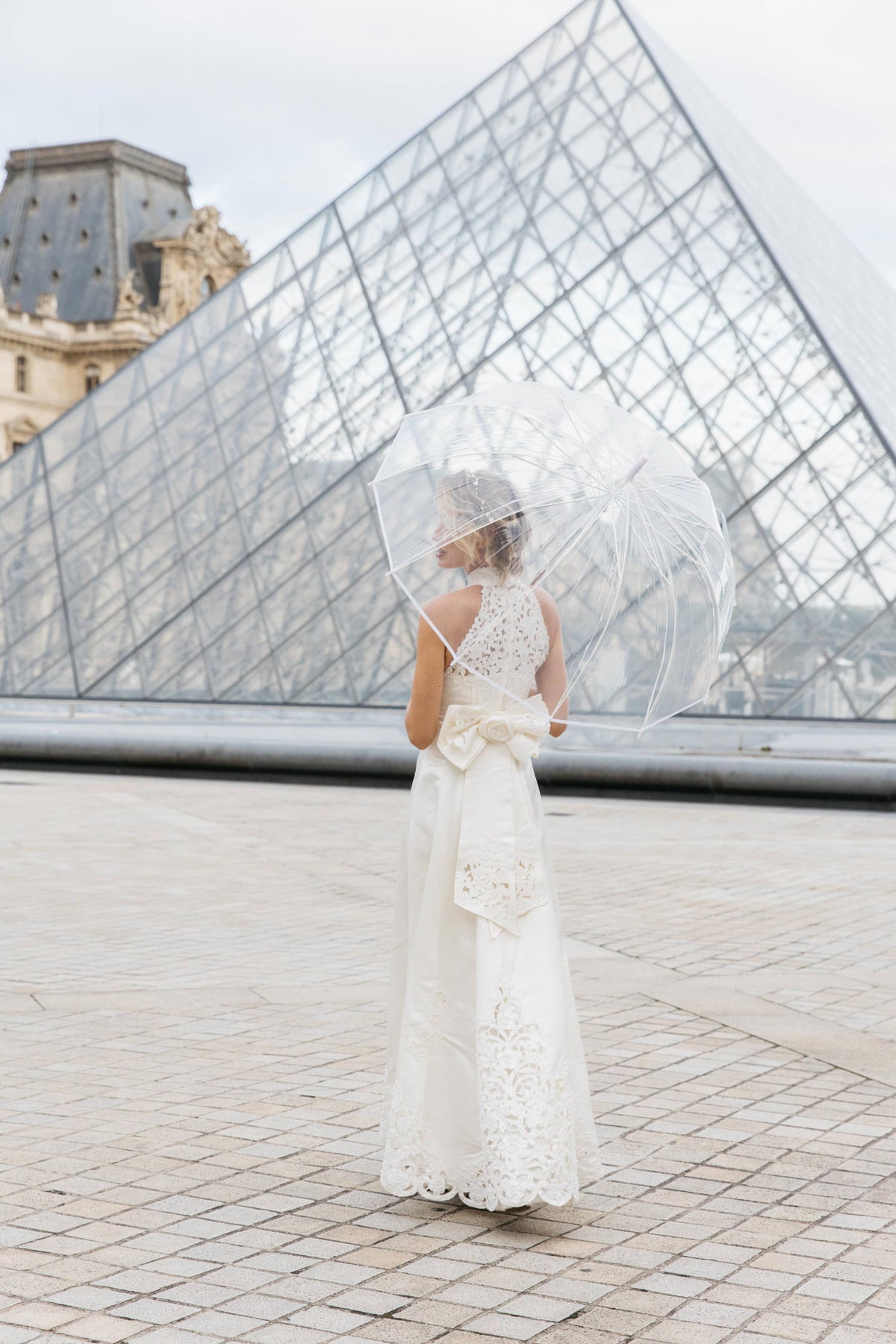 Large Transparent White Border Umbrella - Wedding