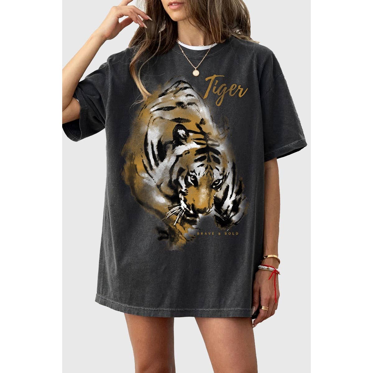 TIGER OVERSIZED MINERAL GRAPHIC TEE
