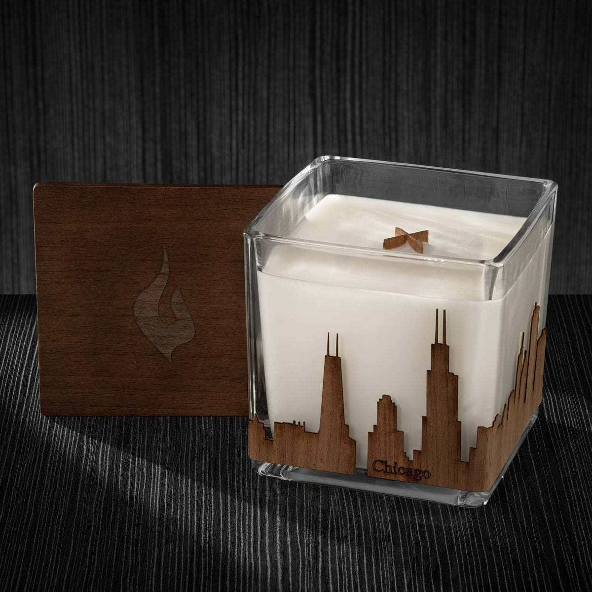 Wood Wrapped City Skyline Candle 4x4x4: Memphis Tennessee