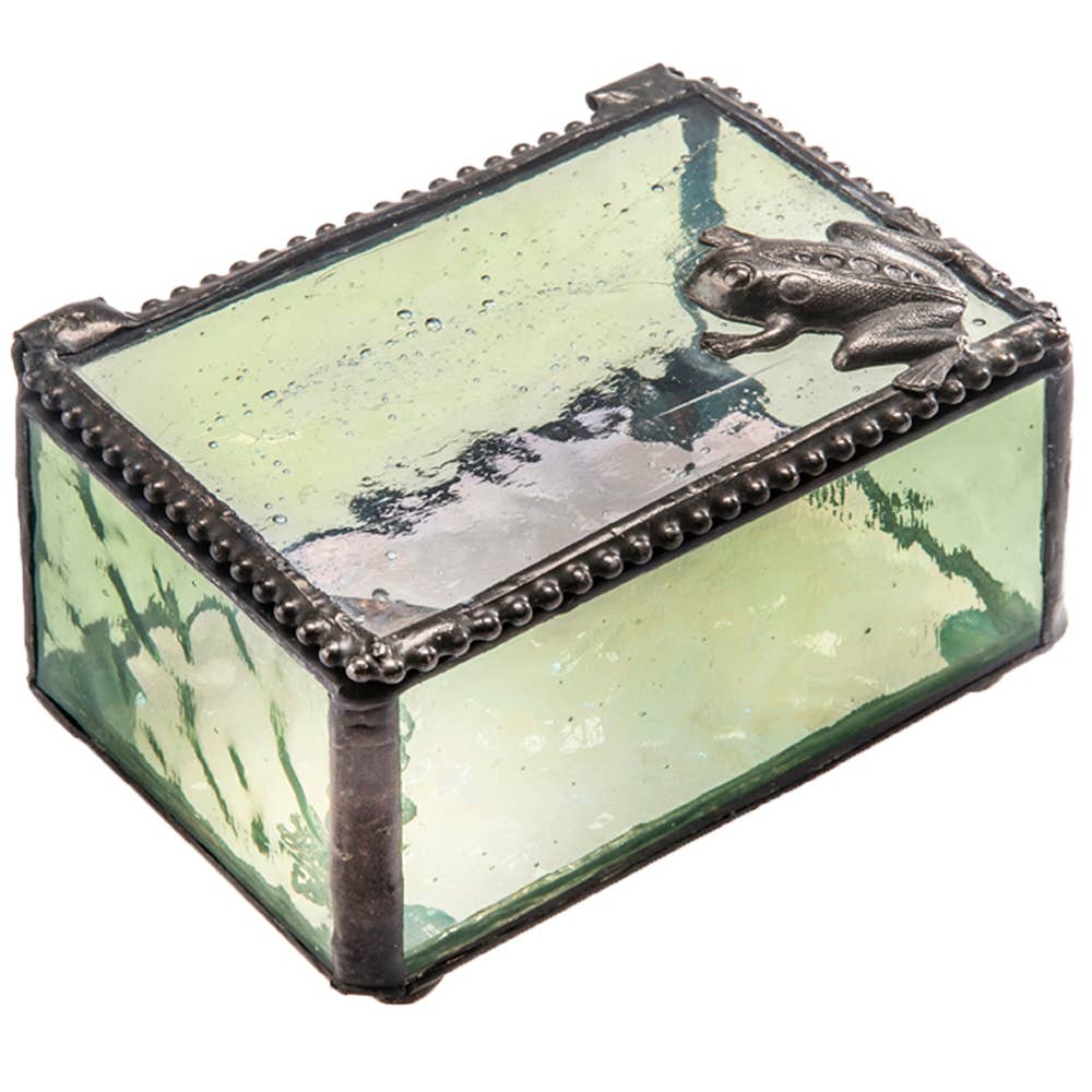 Green Frog Trinket Decorative Glass Box By J Devlin