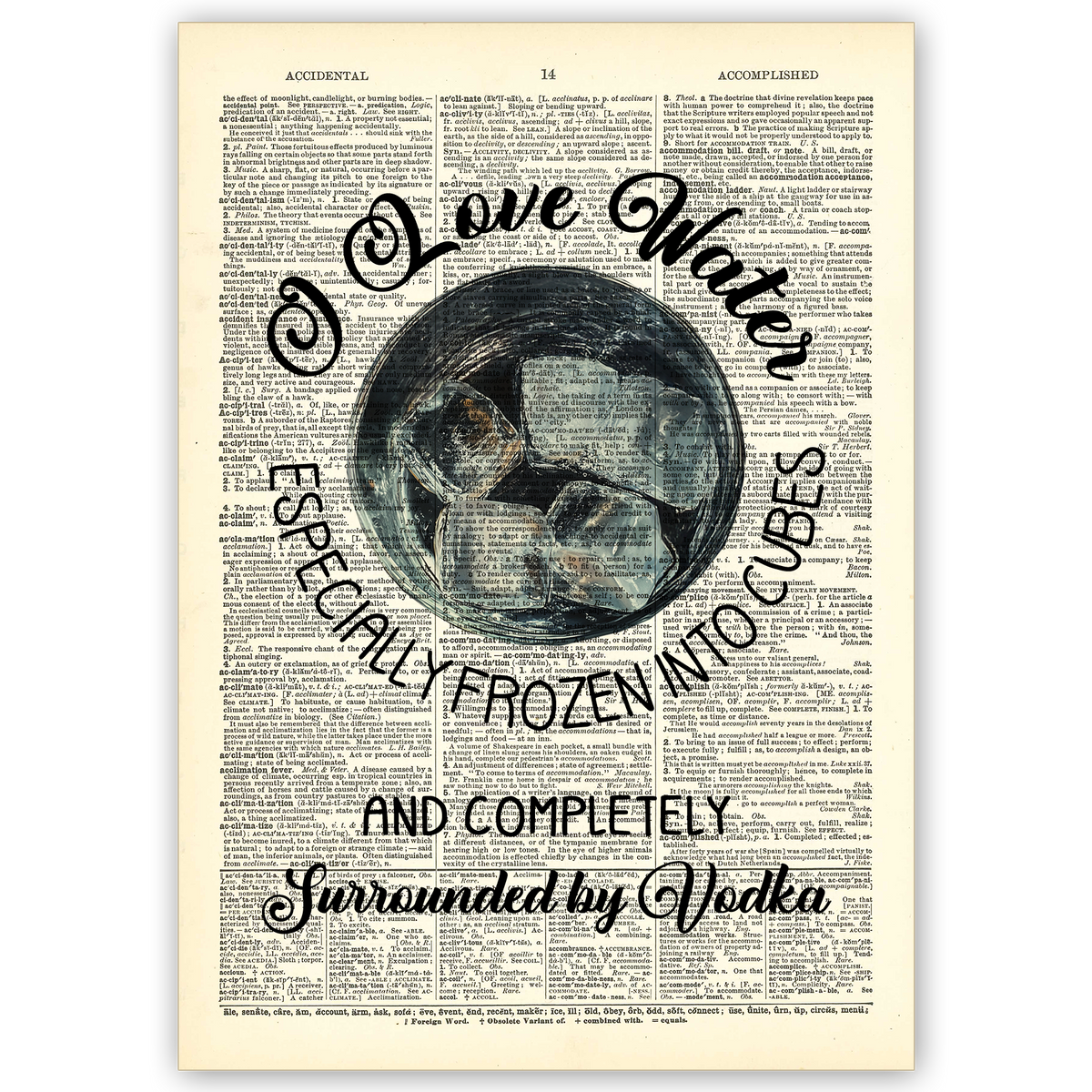 Art Print Dictionary Page | Vintage | I Love Water