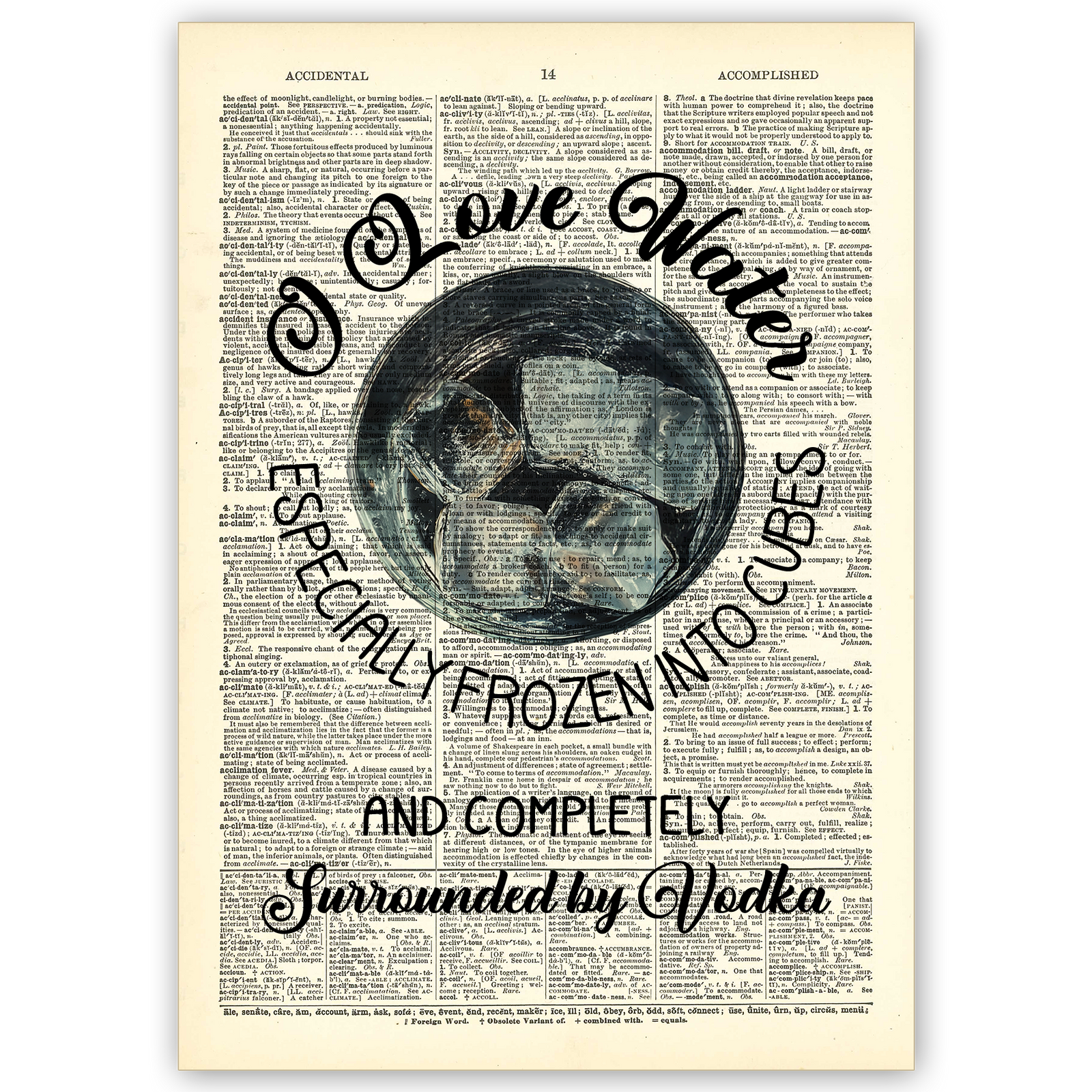 Art Print Dictionary Page | Vintage | I Love Water