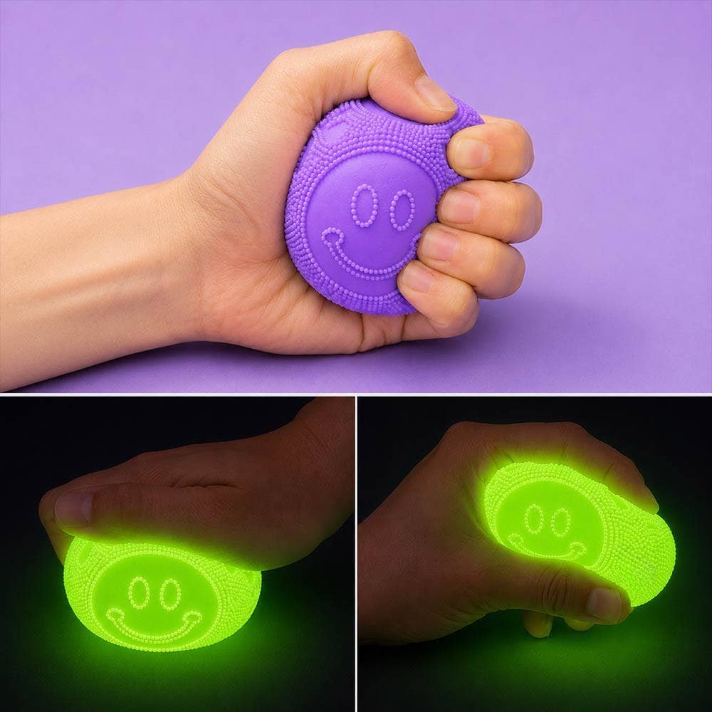 Nee Doh Glow in the Dark Smile Ball Squishy Stress Relief Toy