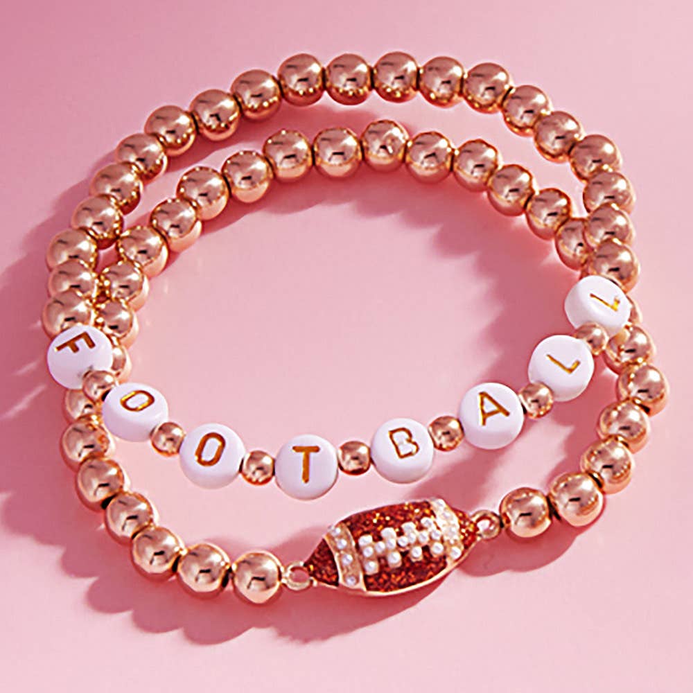 Football Beaded Stretch Multi Layered Bracelets