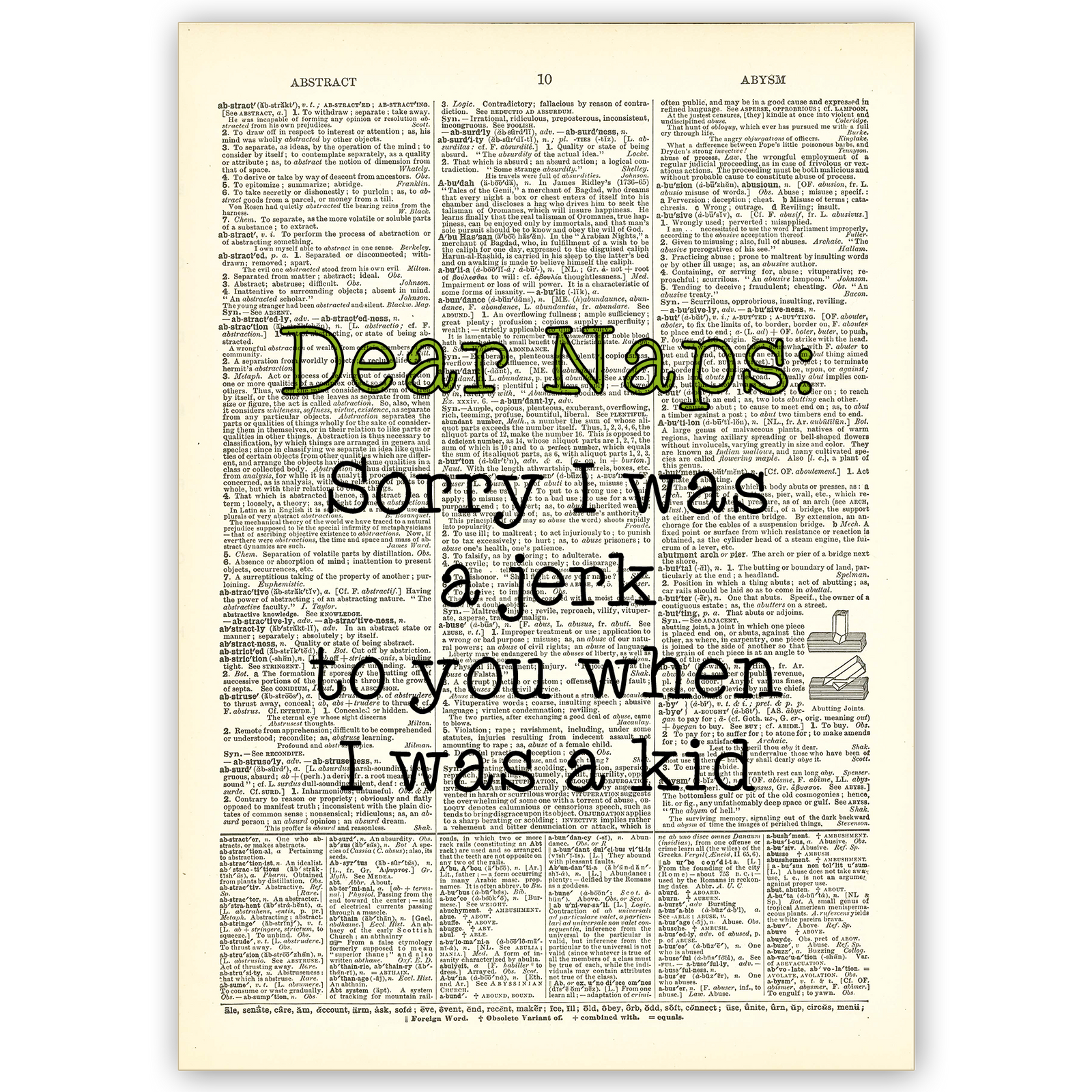Art Print Dictionary Page | Vintage | Dear Naps