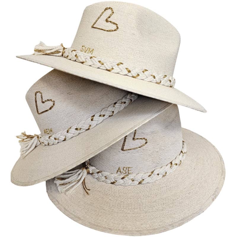 "Heart" Hat: Gold/White
