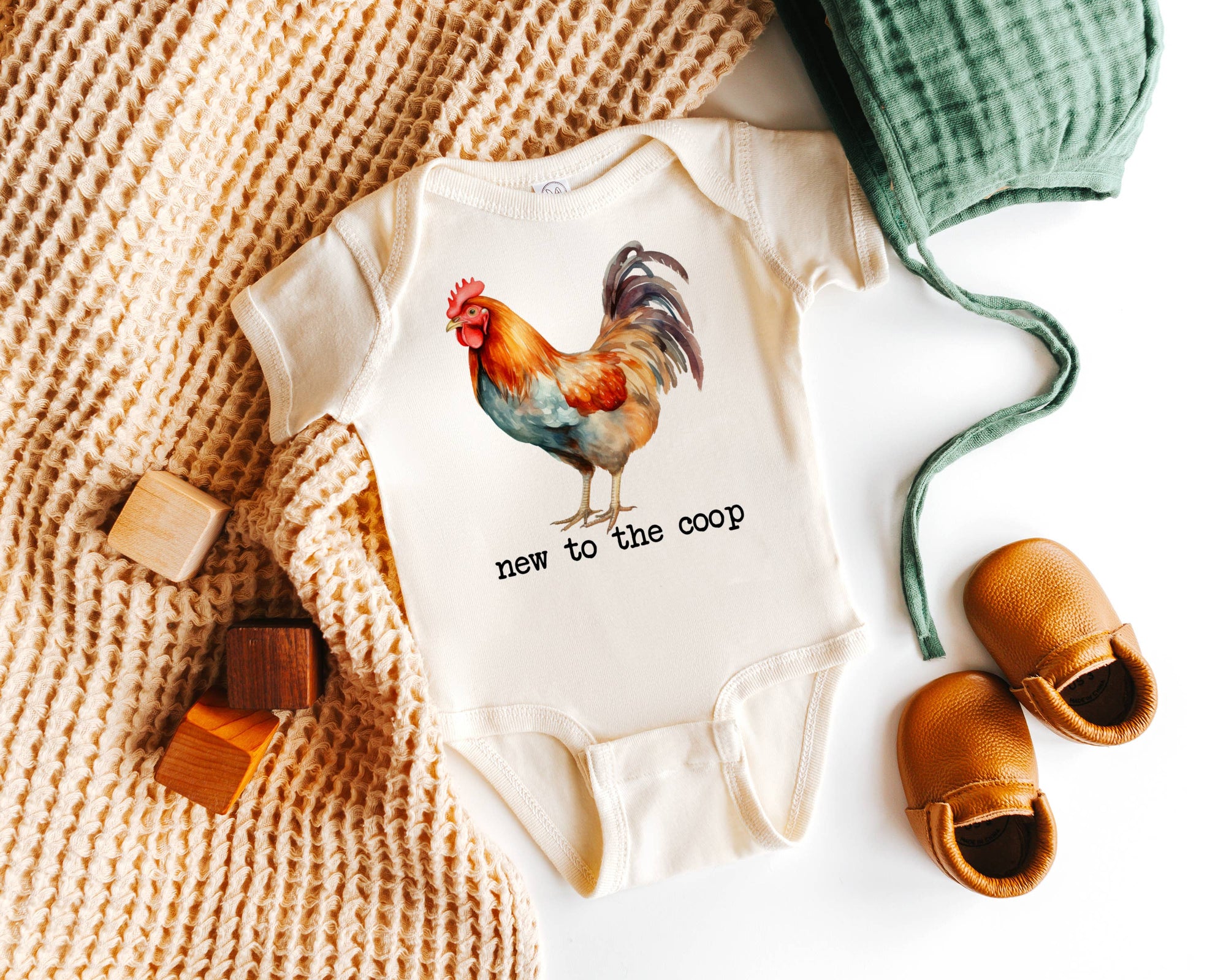 New to the Coop Natural Color Baby Bodysuit: 0-3 Months