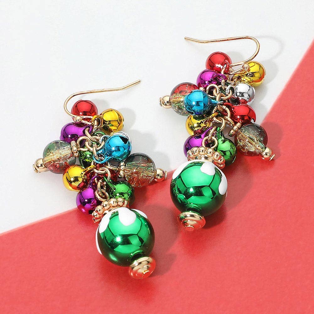 Christmas Ornament Bauble Cluster Drop Earrings