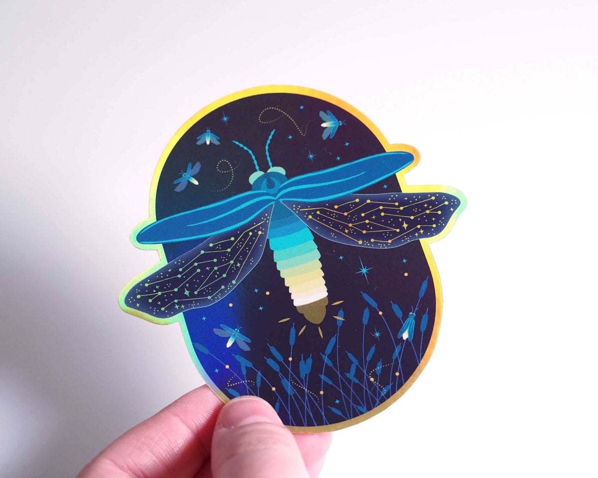 Born To Shine Fireflies Blue Sticker