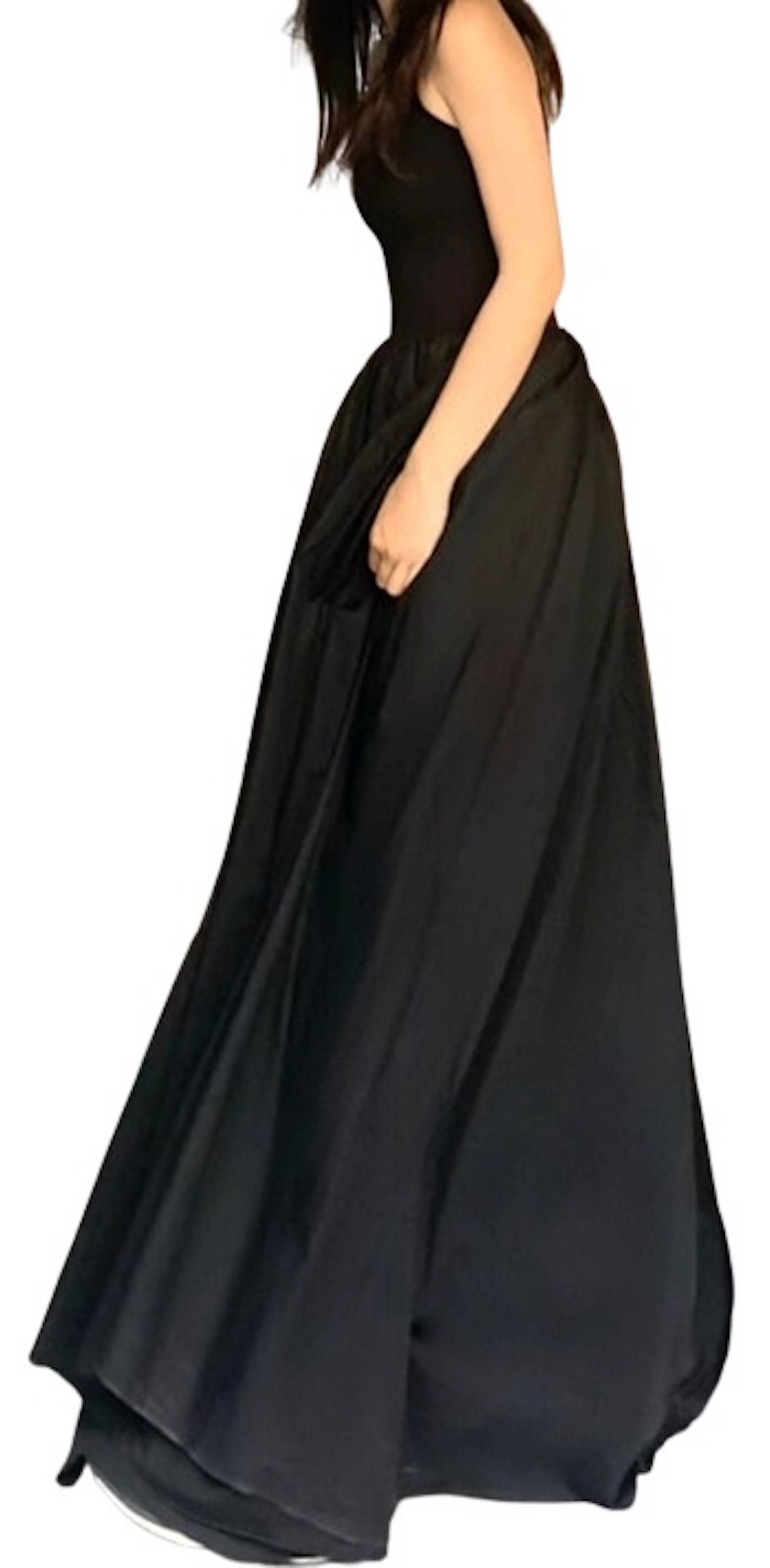 Knit-Woven Cami Maxi Dress with Pockets: