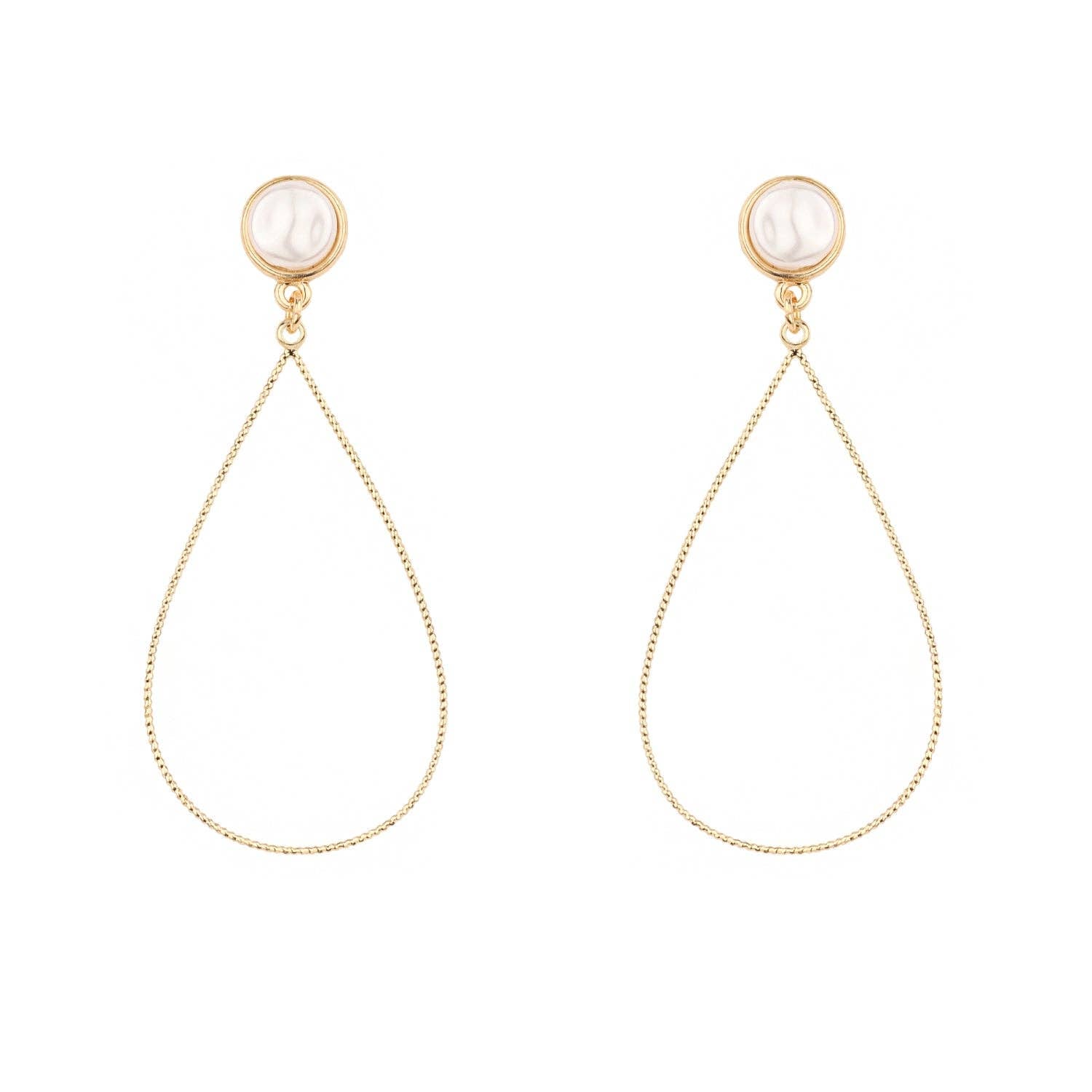 Pearl Textured Teardrop Post 2" Earring