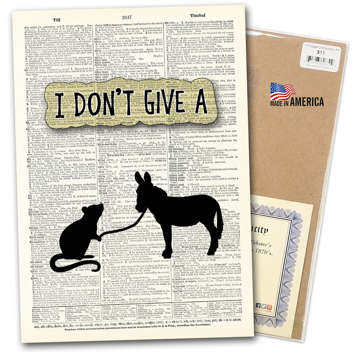 Art Print | Dictionary Page | Vintage | I Don't Give A