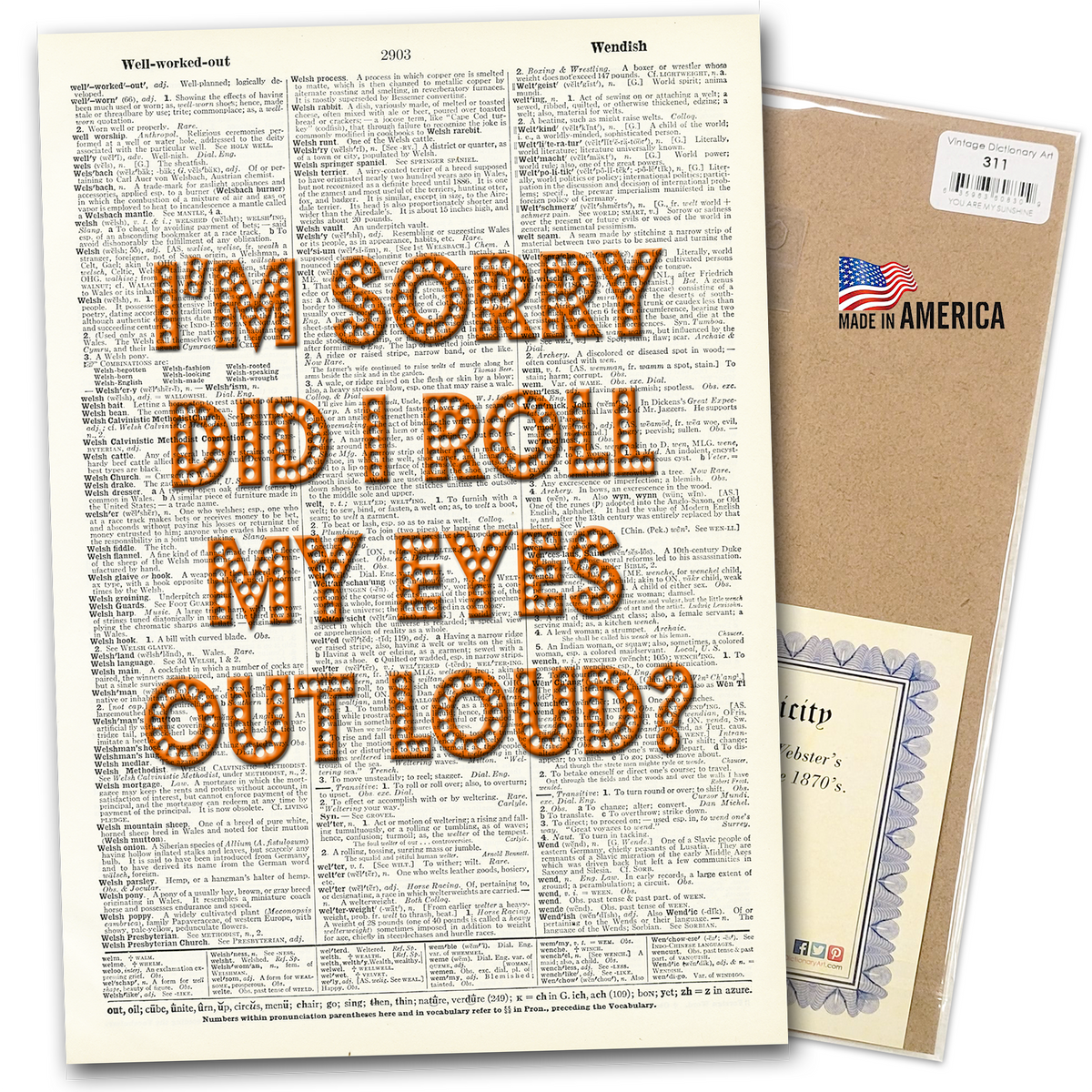 Art Print | Dictionary Page | Vintage | I'm Sorry Did I Roll