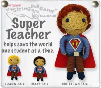 Super Teacher (Boy, Tan String) String Doll Keychain