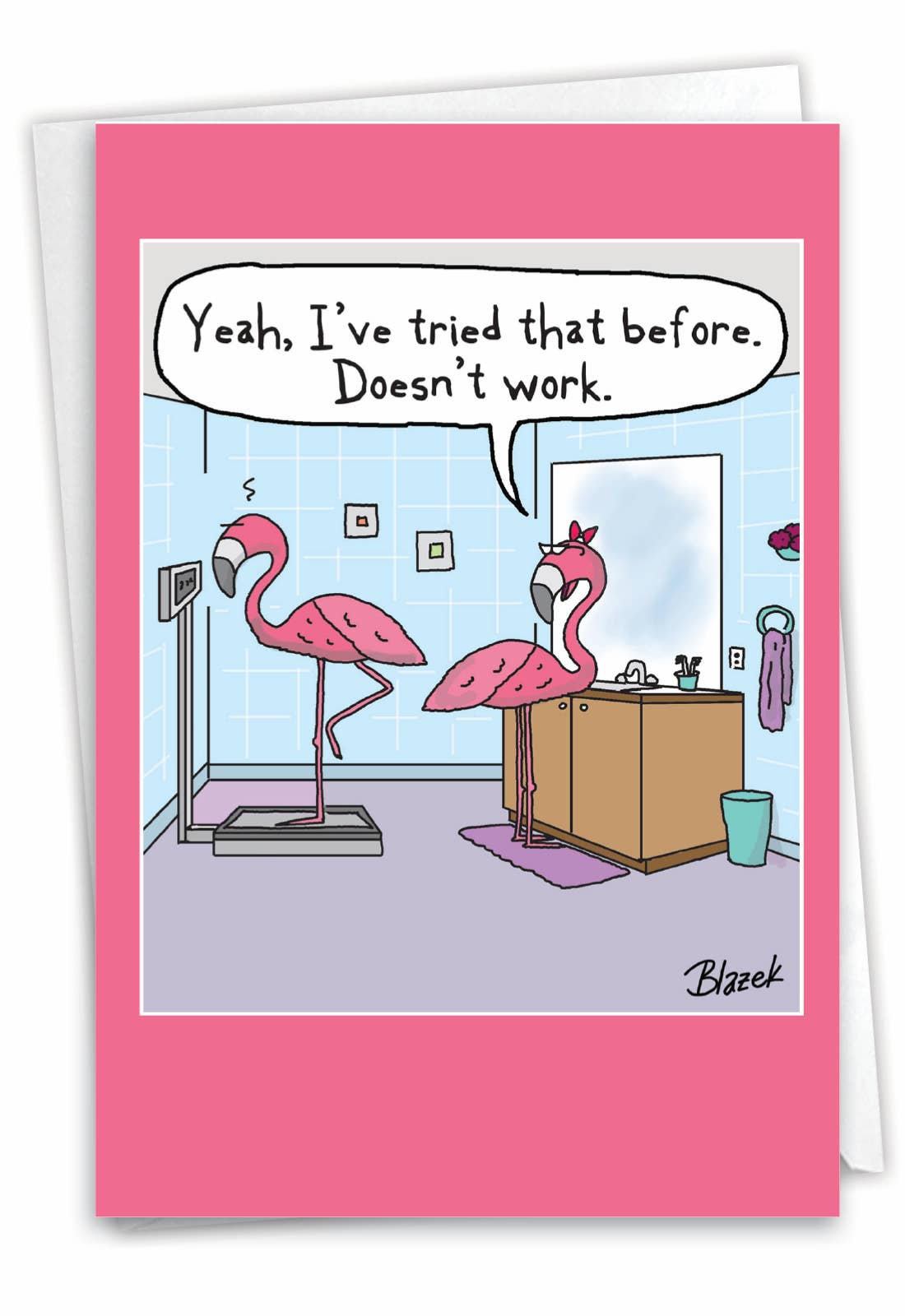 Flamingo Scale Funny Birthday Greeting Card