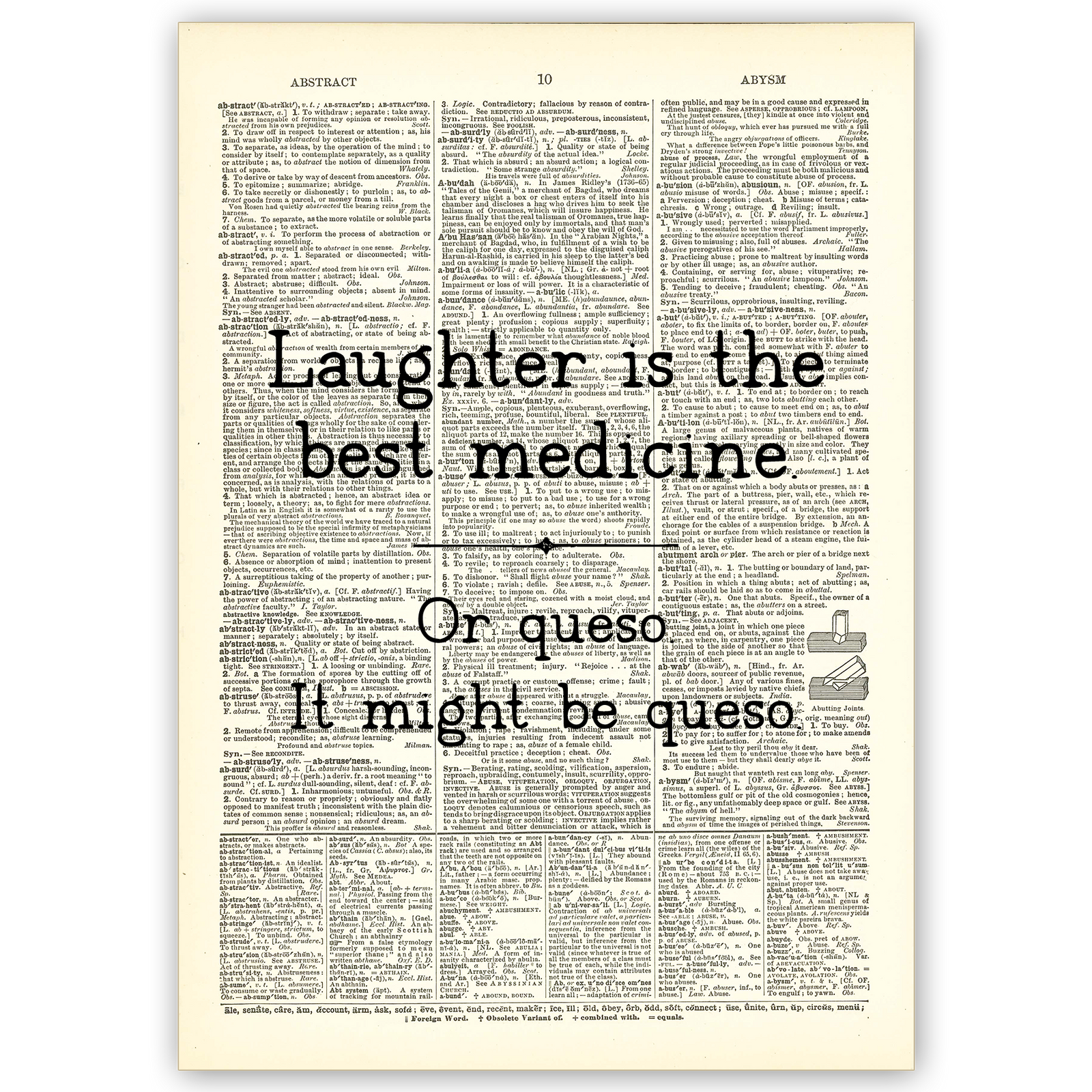 Art Print Dictionary Page | Laughter Is The Best
