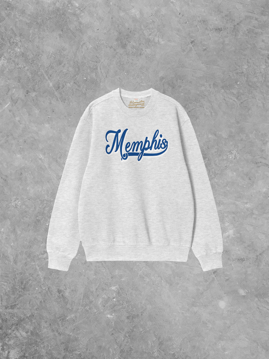 Memphis, Cursive Writing Boxy Cotton Sweatshirt