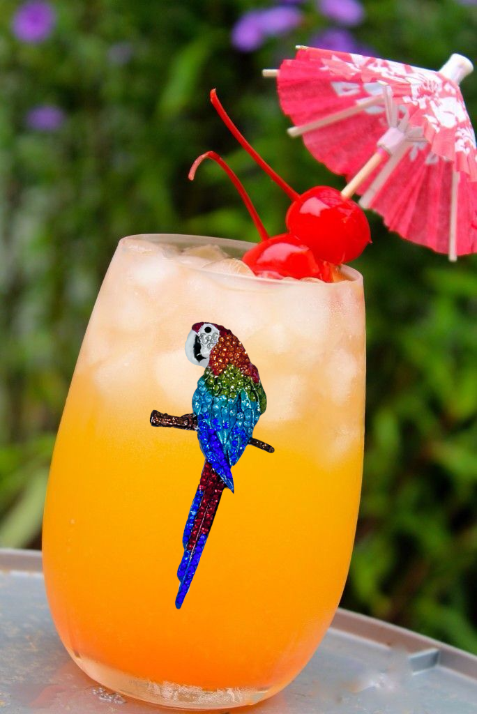 Parrot - Jeweled Stemless Wine Glass
