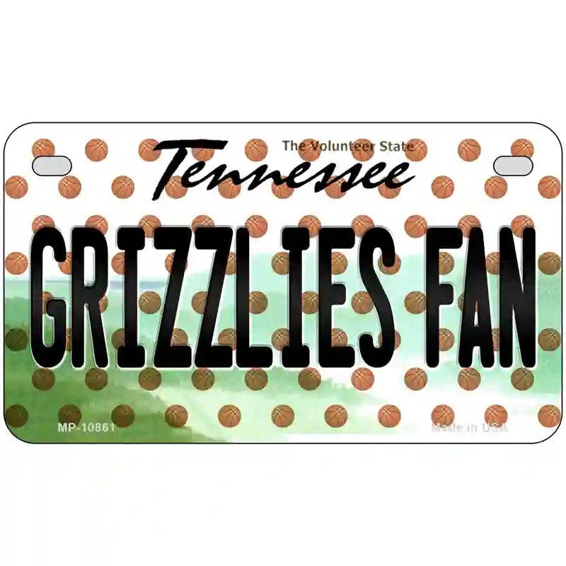 Grizzlies Fan Tennessee Novelty Metal License Plate