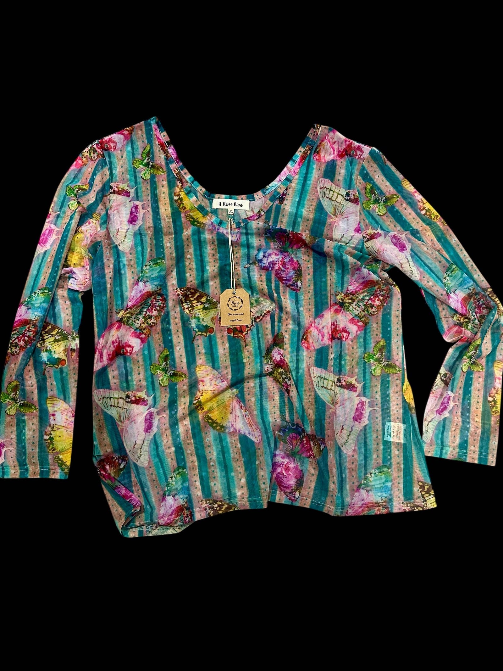 Striped Butterfly Mesh Top